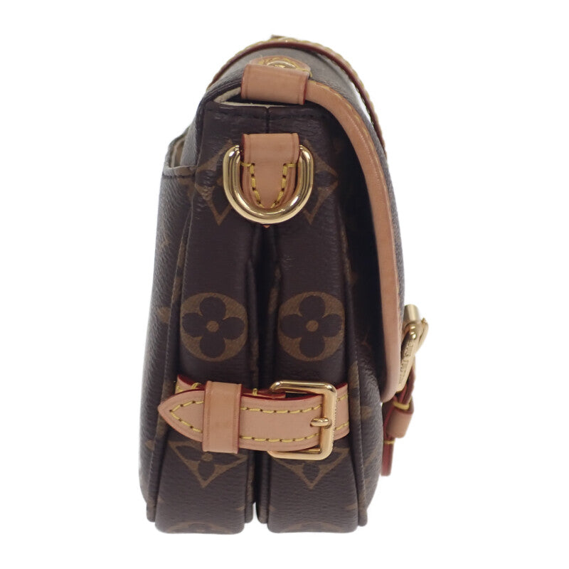 ルイヴィトン LOUIS VUITTON ソミュールBB M46740 モノグラム ショルダーバッグ モノグラムキャンバス ヌメ革 ブラウン ゴールド金具 レディース【中古】【Aランク】