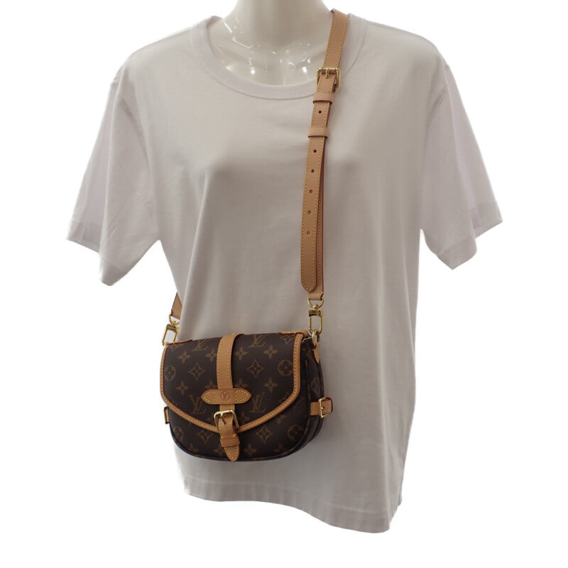 ルイヴィトン LOUIS VUITTON ソミュールBB M46740 モノグラム ショルダーバッグ モノグラムキャンバス ヌメ革 ブラウン ゴールド金具 レディース【中古】【Aランク】