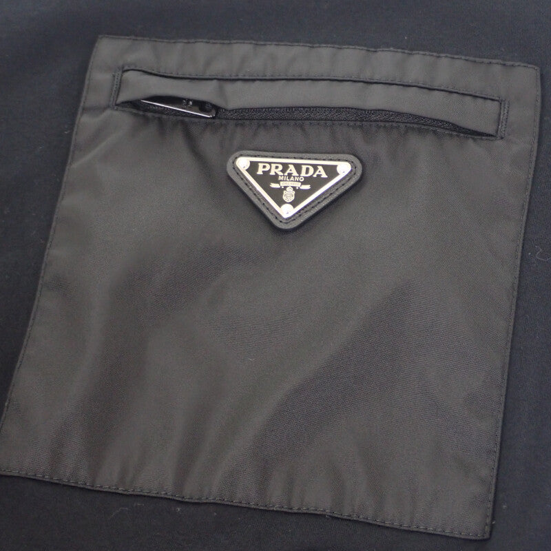 プラダ PRADA ジャージーTシャツ XXXXL UTN661_11CK_F0002_S_221 半袖Ｔシャツ コットン ナイロン ブラック シルバー金具 メンズ【中古】【Aランク】