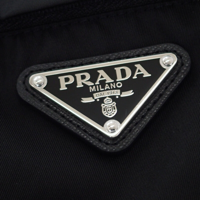 プラダ PRADA ジャージーTシャツ XXXXL UTN661_11CK_F0002_S_221 半袖Ｔシャツ コットン ナイロン ブラック シルバー金具 メンズ【中古】【Aランク】