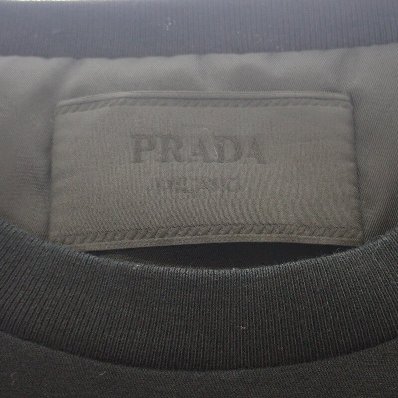 プラダ PRADA ジャージーTシャツ XXXXL UTN661_11CK_F0002_S_221 半袖Ｔシャツ コットン ナイロン ブラック シルバー金具 メンズ【中古】【Aランク】