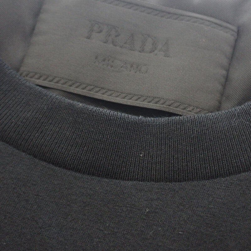 プラダ PRADA ジャージーTシャツ XXXXL UTN661_11CK_F0002_S_221 半袖Ｔシャツ コットン ナイロン ブラック シルバー金具 メンズ【中古】【Aランク】