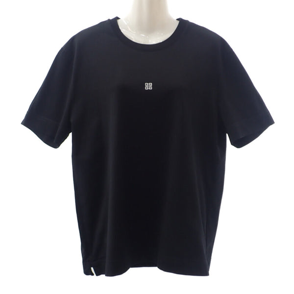ジバンシー Givenchy ロゴ刺繍入り XL BM716G3YCD 半袖Ｔシャツ コットン ブラック レディース メンズ【中古】【ABランク】