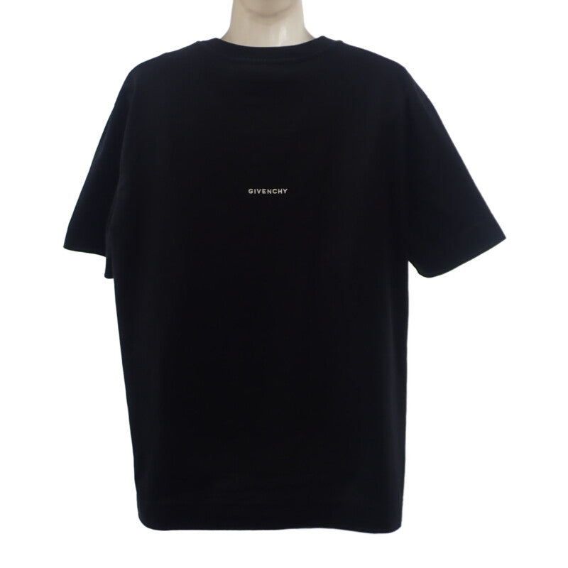 ジバンシー Givenchy ロゴ刺繍入り XL BM716G3YCD 半袖Ｔシャツ コットン ブラック レディース メンズ【中古】【ABランク】