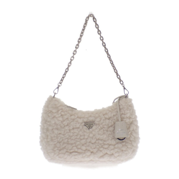 プラダ PRADA Re-Edition 2005ショルダー 1BH2042FLIF0018 2WAYバッグ ハンドバッグ ショルダーバッグ ウール カシミヤ ホワイト シルバー金具 レディース【中古】【ABランク】
