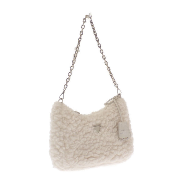 プラダ PRADA Re-Edition 2005ショルダー 1BH2042FLIF0018 2WAYバッグ ハンドバッグ ショルダーバッグ ウール カシミヤ ホワイト シルバー金具 レディース【中古】【ABランク】