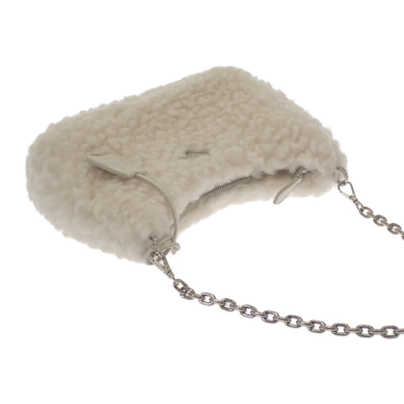 プラダ PRADA Re-Edition 2005ショルダー 1BH2042FLIF0018 2WAYバッグ ハンドバッグ ショルダーバッグ ウール カシミヤ ホワイト シルバー金具 レディース【中古】【ABランク】