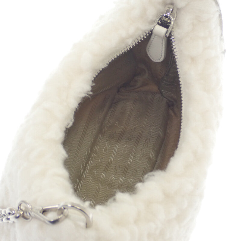 プラダ PRADA Re-Edition 2005ショルダー 1BH2042FLIF0018 2WAYバッグ ハンドバッグ ショルダーバッグ ウール カシミヤ ホワイト シルバー金具 レディース【中古】【ABランク】