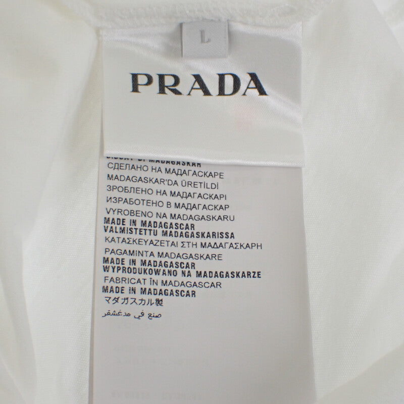 プラダ PRADA クルーネック 無地 L UJM492S151ILK 半袖Ｔシャツ コットン ホワイト メンズ レディース【中古】【Aランク】