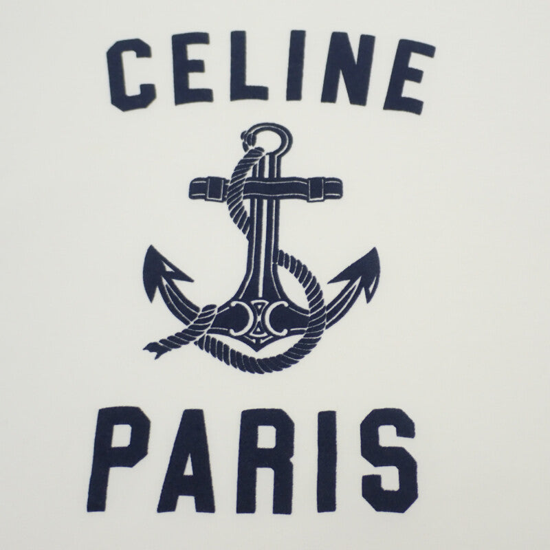 セリーヌ CELINE アンカー 70’s クルーネック M 2X80D671Q.01MA 半袖Ｔシャツ コットン ホワイト ネイビー レディース【中古】【Aランク】 セリーヌ CELINE アンカー 70's クルーネック M 2X80D671Q.01MA 半袖T
