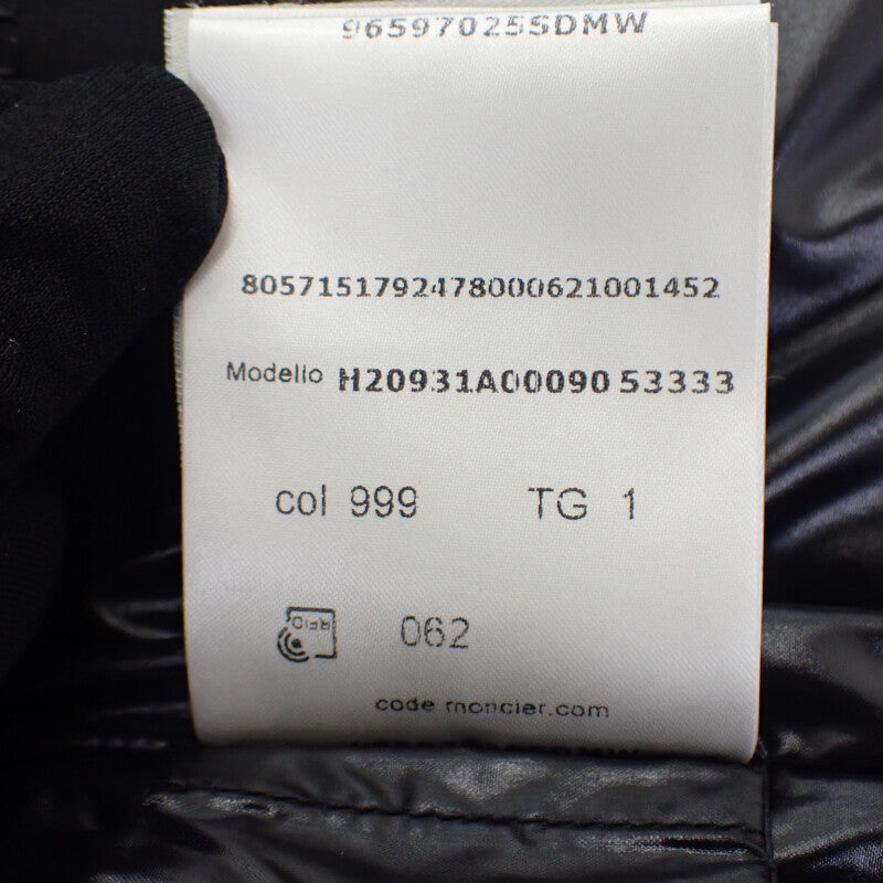 モンクレール MONCLER CERCES ショートダウン 1 H20931A0009053333 ダウンジャケット ナイロン ブラック レディース【中古】【ABランク】