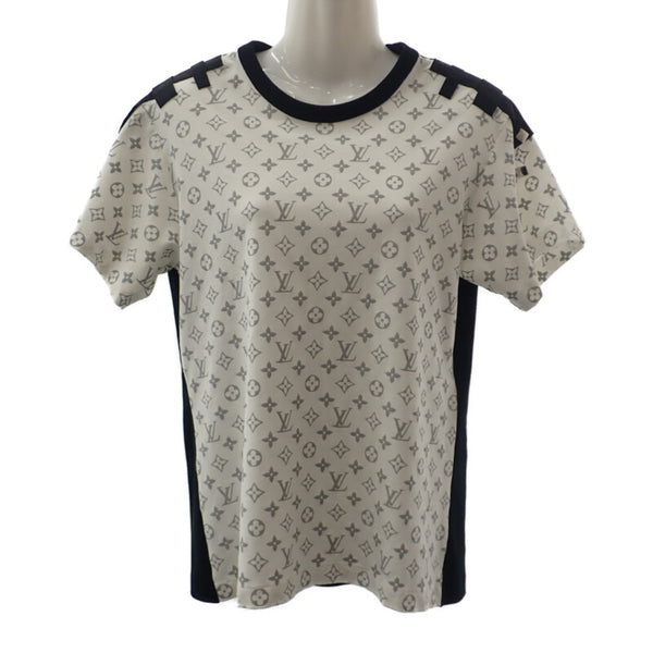 ルイヴィトン LOUIS VUITTON シルバーモノグラム Tシャツ L 半袖Ｔシャツ コットン ホワイト ブラック レディース【中古】【ABランク】