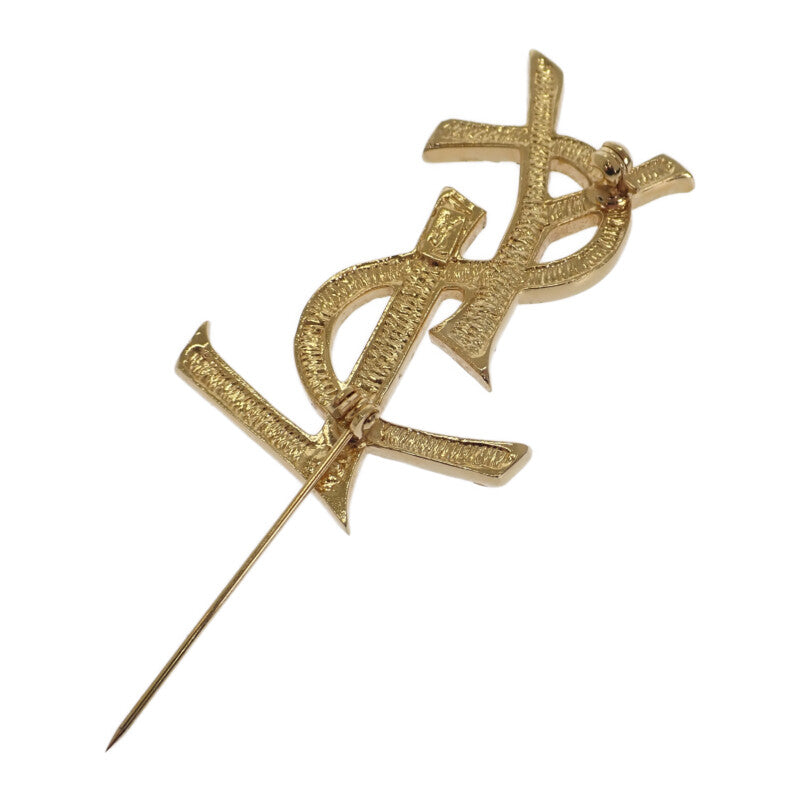 イヴ・サンローラン YVES SAINT LAURENT カサンドラ ブローチ メタル クリスタル レディース メンズ【中古】【ABランク】
