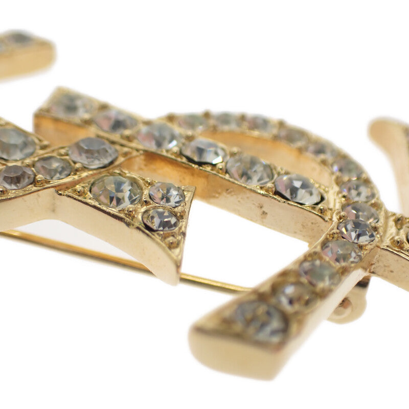 イヴ・サンローラン YVES SAINT LAURENT カサンドラ ブローチ メタル クリスタル レディース メンズ【中古】【ABランク】