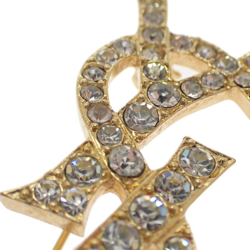 イヴ・サンローラン YVES SAINT LAURENT カサンドラ ブローチ メタル クリスタル レディース メンズ【中古】【ABランク】