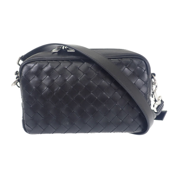 ボッテガヴェネタ BOTTEGA VENETA イントレチャート カメラバッグ 755925V2HL18803 ショルダーバッグ カーフ ブラック シルバー金具 メンズ レディース【中古】【Aランク】