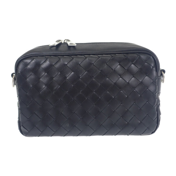 ボッテガヴェネタ BOTTEGA VENETA イントレチャート カメラバッグ 755925V2HL18803 ショルダーバッグ カーフ ブラック シルバー金具 メンズ レディース【中古】【Aランク】