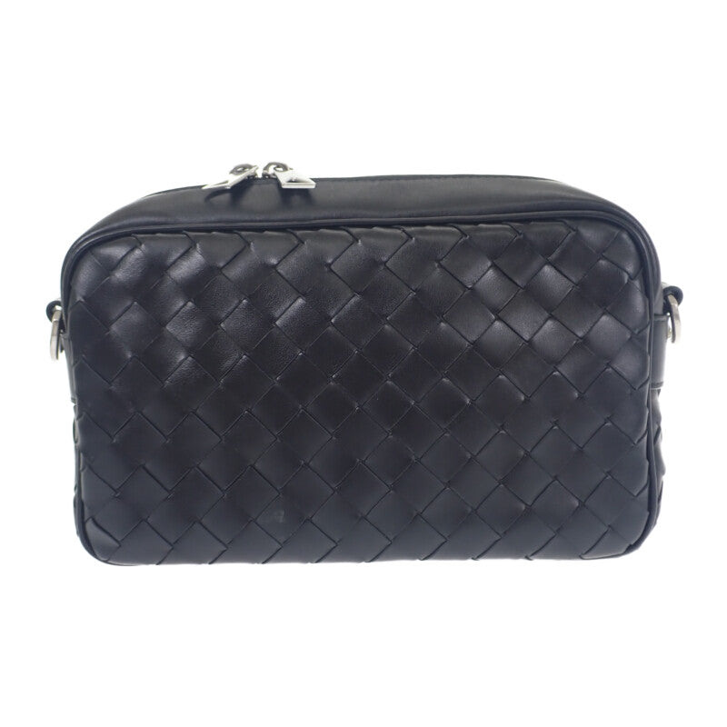 ボッテガヴェネタ BOTTEGA VENETA イントレチャート カメラバッグ 755925V2HL18803 ショルダーバッグ カーフ ブラック シルバー金具 メンズ レディース【中古】【Aランク】