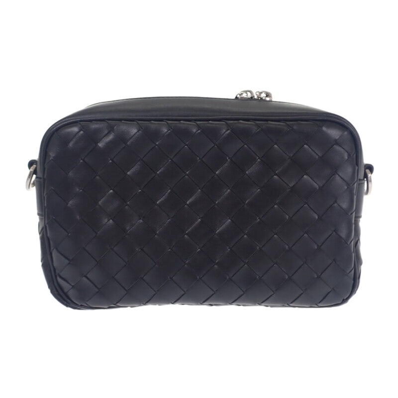 ボッテガヴェネタ BOTTEGA VENETA イントレチャート カメラバッグ 755925V2HL18803 ショルダーバッグ カーフ ブラック シルバー金具 メンズ レディース【中古】【Aランク】