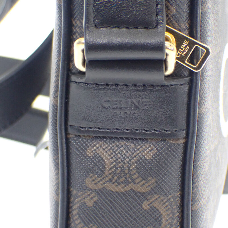 セリーヌ CELINE ミディアムメッセンジャー 194502CIM.38OG ショルダーバッグ PVC ブラック ゴールド金具 レディース【中古】【Aランク】