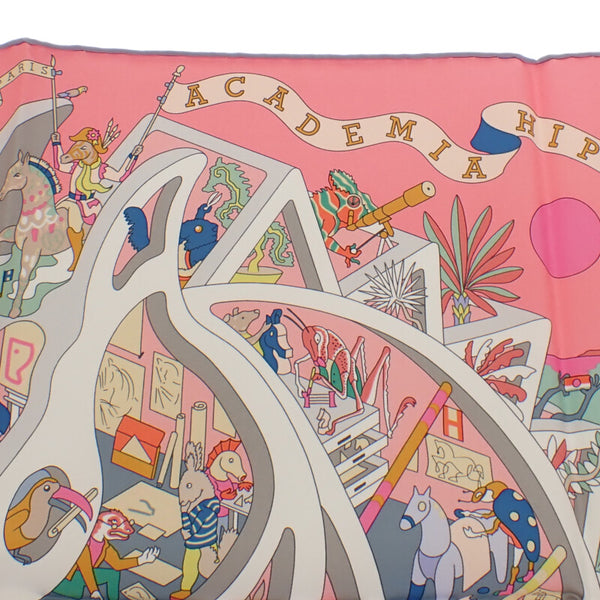 エルメス HERMES カレ90 Academia Hippica H004281S 06 スカーフ シルク ローズボンボン グリブルーテ マルチカラー レディース【中古】【Sランク】