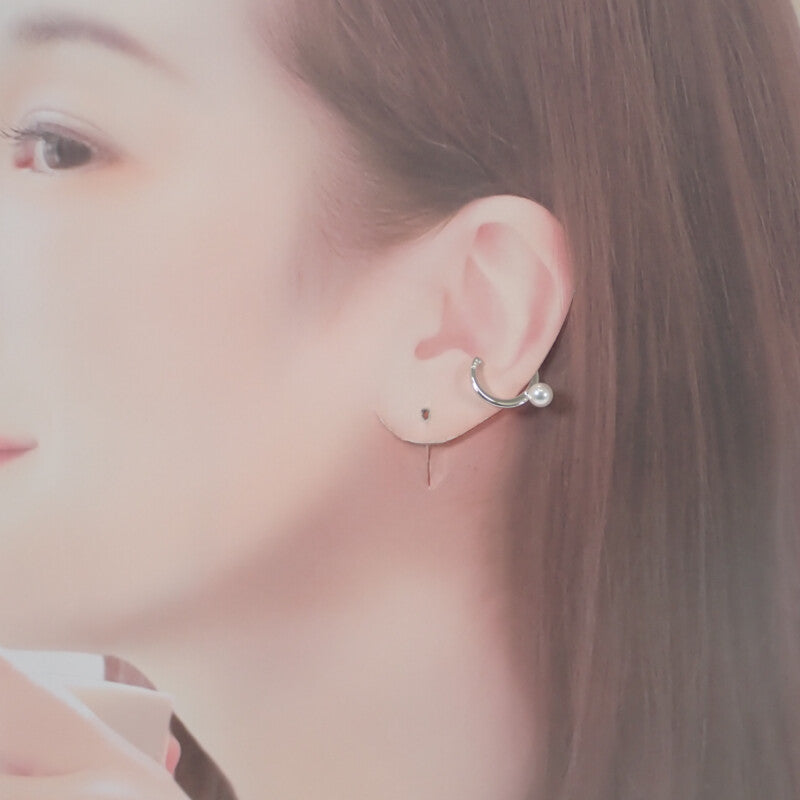 ミキモト MIKIMOTO イヤーカフ 片耳 1粒パール PE-1747U イヤリング K18ホワイトゴールド アコヤ真珠 レディース【中古】【Aランク】