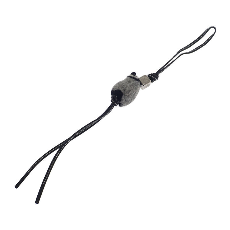 ロエベ LOEWE ベビーペンギン C621232X23 バッグチャーム カーフ フェルト グレー シルバー金具 レディース【中古】【Aランク】