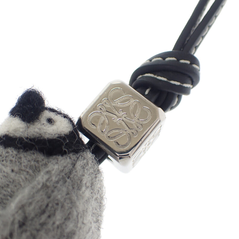 ロエベ LOEWE ベビーペンギン C621232X23 バッグチャーム カーフ フェルト グレー シルバー金具 レディース【中古】【Aランク】