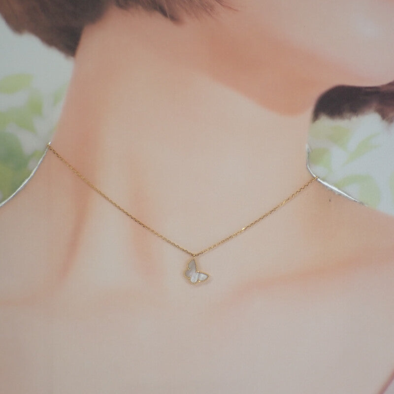 ヴァンクリーフ＆アーペル Van Cleef & Arpels スウィート パピヨン VCARF69300 ネックレス K18イエローゴールド マザーオブパール レディース【中古】【ABランク】