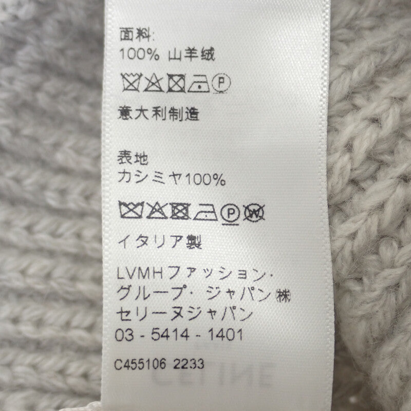 セリーヌ CELINE トリオンフ 2AA32384D ニットキャップ カシミヤ グレー TU メンズ レディース【中古】【Aランク】