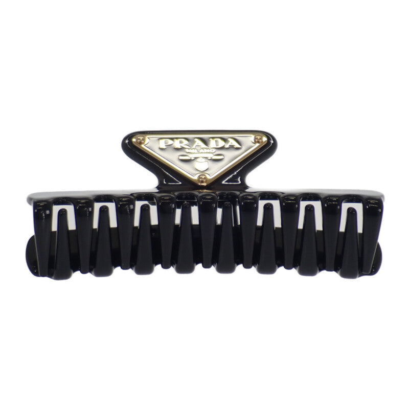 プラダ PRADA メタルクロウクリップ 1IF103_K9D_F0002 ヘアアクセサリー アルミニウム ブラック ゴールド金具 レディース【中古】【Aランク】