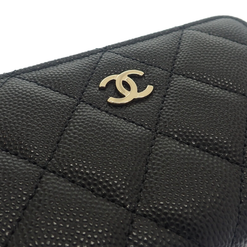 CHANEL Key Ring AP0221 B10583 Coin Purse Caviar Skin Black Gold Hardware Women's [Used] [A Rank]