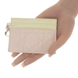 ディオール Dior Lady Dior Freesia カードホルダー S0974OBWS カードケース ラムスキン ピンク イエロー ゴールド金具 レディース【中古】【Aランク】