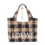 ロエベ LOEWE フォントトート ミニ ALF1V46X10 ショルダーバッグ ラフィア レザー ブラック ナチュラル レディース【中古】【ABランク】