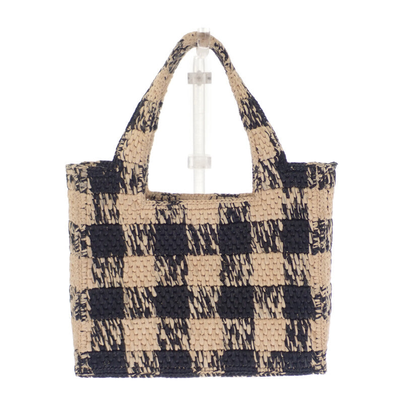 ロエベ LOEWE フォントトート ミニ ALF1V46X10 ショルダーバッグ ラフィア レザー ブラック ナチュラル レディース【中古】【ABランク】