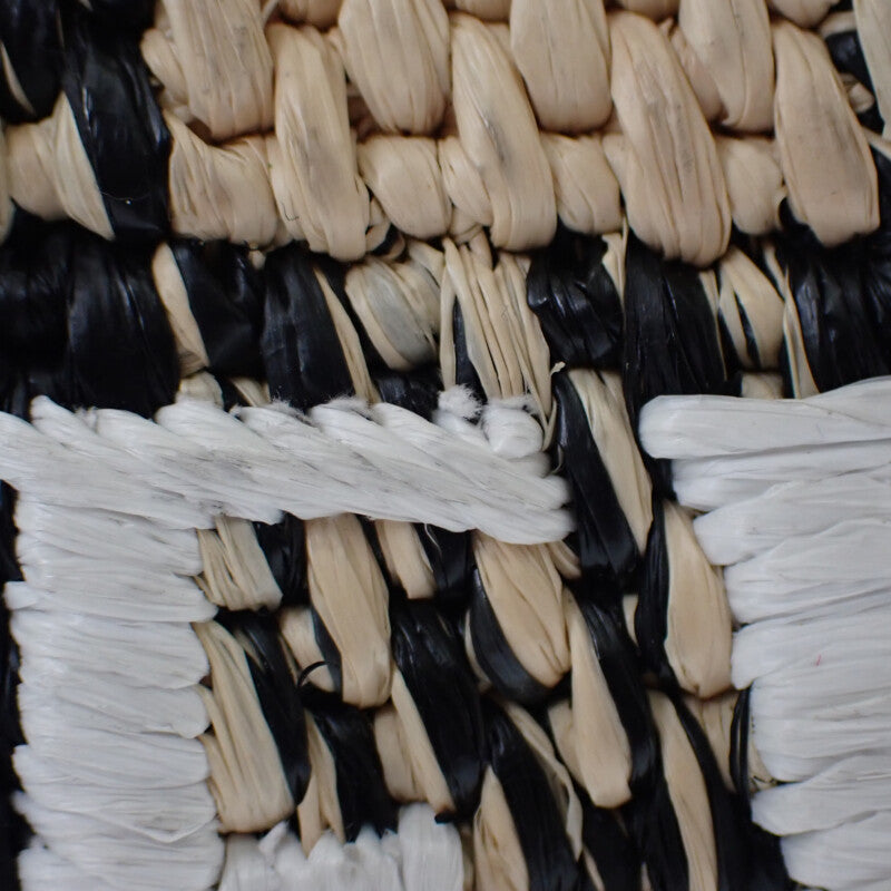 ロエベ LOEWE フォントトート ミニ ALF1V46X10 ショルダーバッグ ラフィア レザー ブラック ナチュラル レディース【中古】【ABランク】