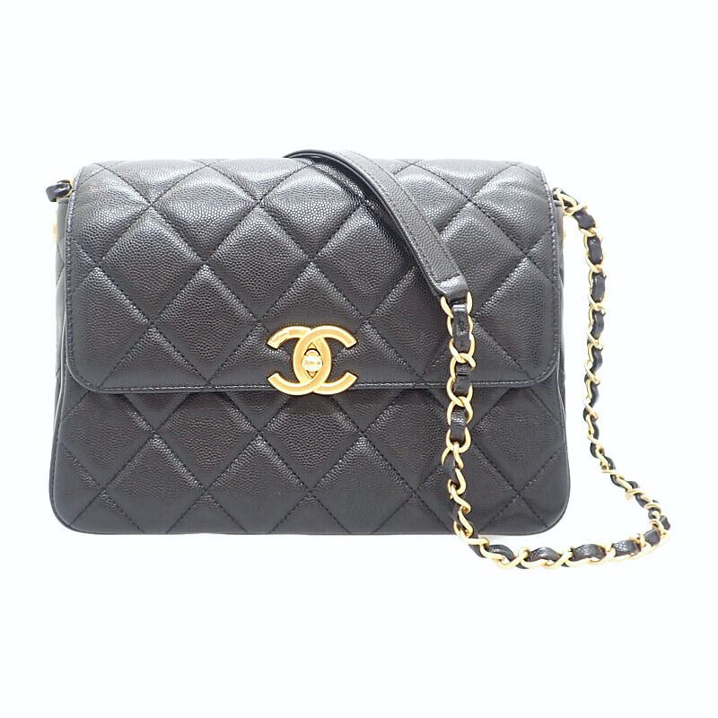 シャネル CHANEL スモールフラップバッグ AS4908 ショルダーバッグ キャビアスキン ブラック ゴールド金具 レディース【中古】【ABランク】