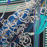 エルメス HERMES カレ90 馬勒とチャーム スカーフ シルク ブラック グリーン レディース【中古】【Aランク】