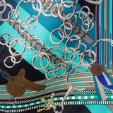 エルメス HERMES カレ90 馬勒とチャーム スカーフ シルク ブラック グリーン レディース【中古】【Aランク】