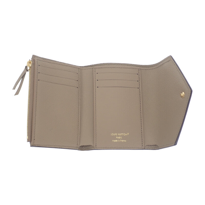 ルイヴィトン LOUIS VUITTON ポルトフォイユ・ヴィクトリーヌ M81861 三つ折り財布 モノグラムアンプラント トゥルトレール クレーム ゴールド金具 レディース メンズ【中古】【Sランク】