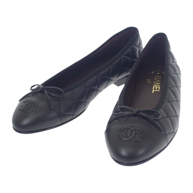 シャネル CHANEL マトラッセキルティング バレリーナ G26250-X01725-94305 バレエシューズ カーフスキン ブラック 38C レディース【中古】【SAランク】