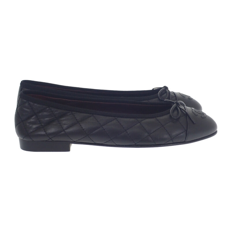 シャネル CHANEL マトラッセキルティング バレリーナ G26250-X01725-94305 バレエシューズ カーフスキン ブラック 38C レディース【中古】【SAランク】