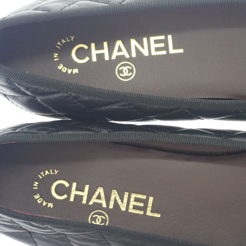 シャネル CHANEL マトラッセキルティング バレリーナ G26250-X01725-94305 バレエシューズ カーフスキン ブラック 38C レディース【中古】【SAランク】