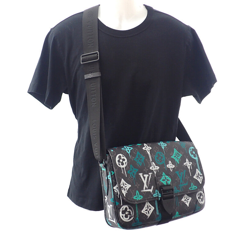 ルイヴィトン LOUIS VUITTON アーチー・メッセンジャー M21394 ショルダーバッグ モノグラムエクリプスキャンバス ブラック メンズ【中古】【Aランク】