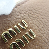 ミュウミュウ MIUMIU ロゴ レザー コインケース 5MC0932C3Y カードケース カーフ コニャック ブラウン系 ゴールド金具 レディース【中古】【ABランク】