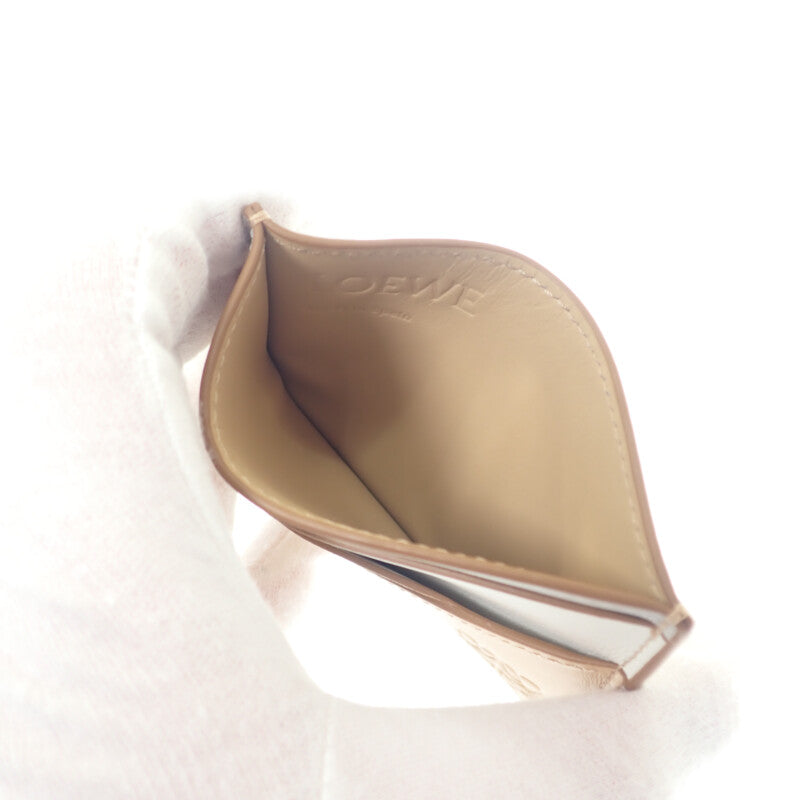 ロエベ LOEWE パズルプレーン C510Q77X06 カードケース カーフ ベージュ レディース【中古】【ABランク】