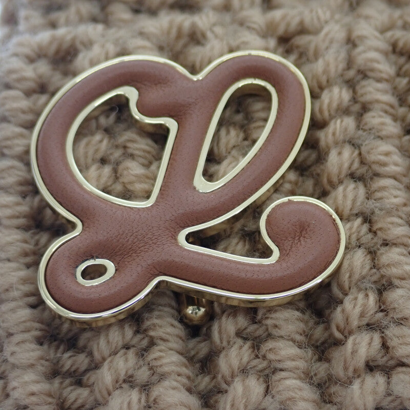 ロエベ LOEWE アナグラムブローチビーニー F000487XEK ニットキャップ ウール キャメル メンズ レディース【中古】【Aランク】