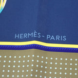 エルメス HERMES カレ90 折り畳み式幌馬車 LES VOITURES A TRANSFORMATION ソルド品 スカーフ シルク ネイビー レディース【中古】【Aランク】