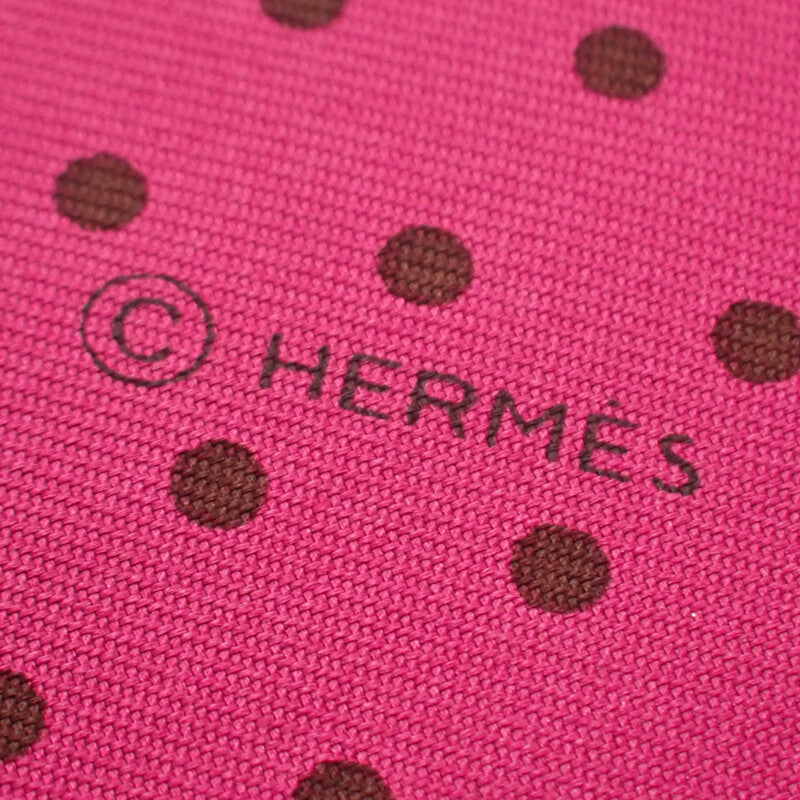 エルメス HERMES ポルカドット スカーフ シルク ピンク ブラック