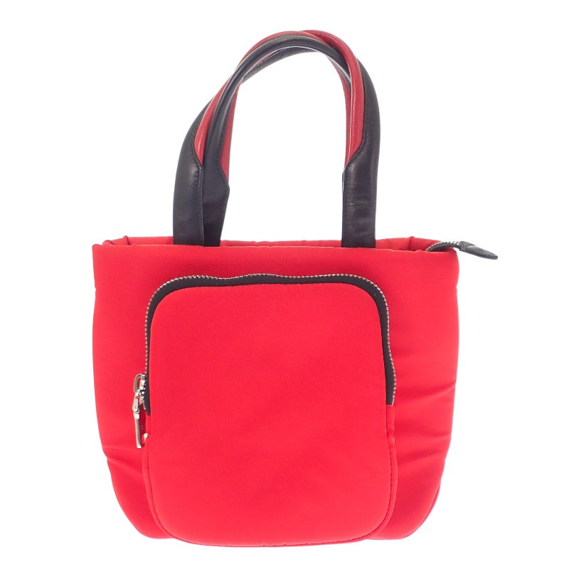 プラダ PRADA TESSUTO POCKET カーゴ スモール 1BG270 トートバッグ ２WAYバッグ ショルダーバッグ ナイロン レザー レッド ブラック シルバー金具 レディース【中古】【ABランク】